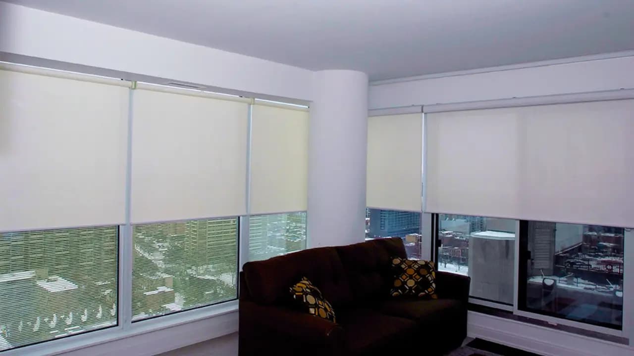 Blackout roller blinds installed in a Toronto condo